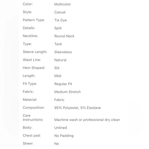 NWOT Tie Dye Split Hem Tank Dress - Picture 9 of 10